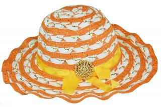 Slaměný klobouk oranžovo-bílý