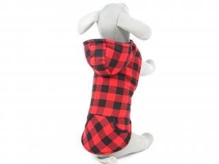 Max zimní károvaná bunda pro psa Barva: Černo-červená, Délka zad (cm): 20, Obvod hrudníku: 34 - 38 cm