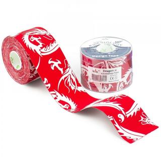 NASARA Kinesiology Tape Dragon, kineziologická tejpovací páska, 5cm x 5m Barva: Červená