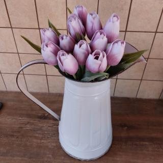 Umělý tulipán - fialový s bílou špičkou