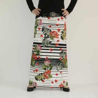 Maxi sukně - Pruhy a květy Velikost: XL