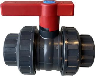 Bazénový kulový dvoucestný ventil 50 mm – Fluid Newval, červený