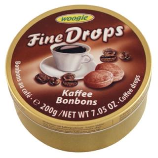 Woogie Fine drops Coffee bonbons  200g (Drops s kávovou příchutí.)