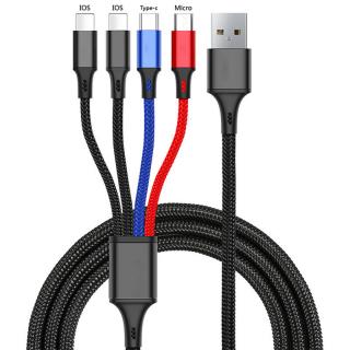 4v1 Nylonový rozbočovací nabíjecí kabel nabíječka iOS Micrto USB USB C  nabíjecí USB kabel  pro pc notebook cestovní pro Garmin Fenix Epix 2 PRO 2x…