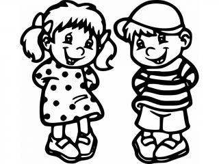 Samolepka dvojčata - holka a kluk  jméno nebo text zdarma Barva: Bílá, Rozměry samolepky ( šířka x výška ): 12 x 11 cm