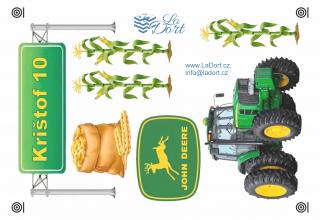 Traktor, zemědělství - John Deere - A4 - 00410 Materiál: Fondánový list + Výřez